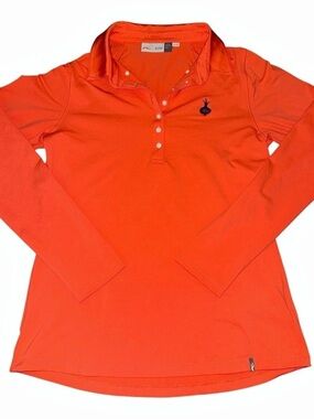 KJUS Ohoopee Match Club Women's Long Sleeve Golf Polo Shirt Orange Size L